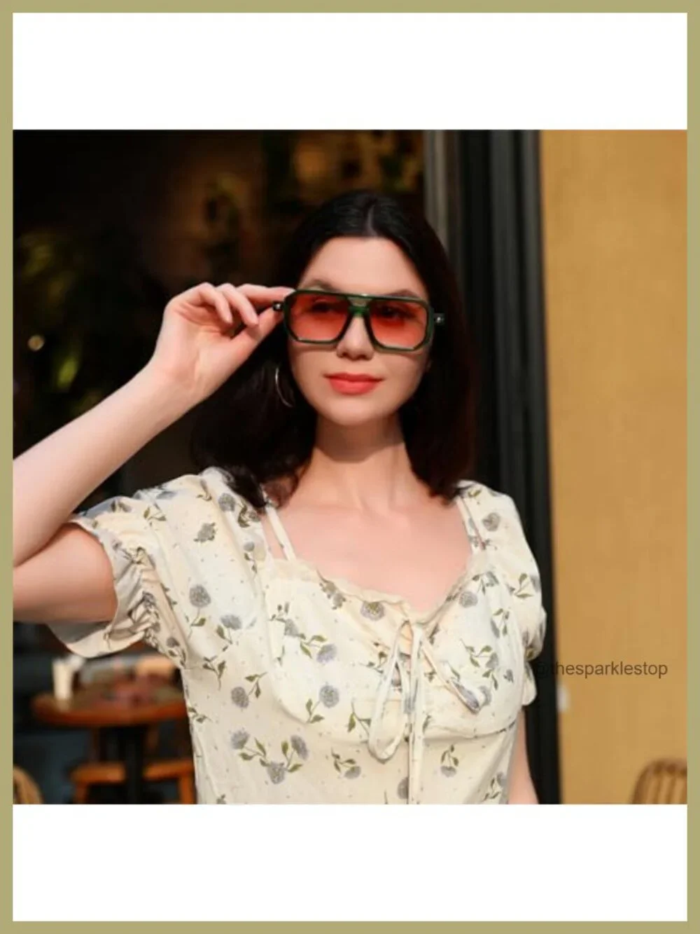 Vintage Square 70s Aviator Sunglasses Double Bridge UV400 Protection Unisex